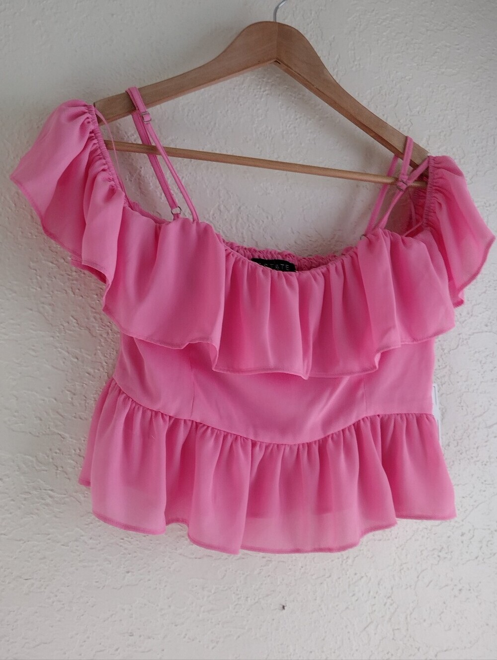 1st. State Women's Pink Ruffle Top - Picture 5 of 8